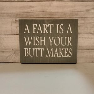 A fart is a wish your butt makes funny bathroom sign man cave tiered tray unique